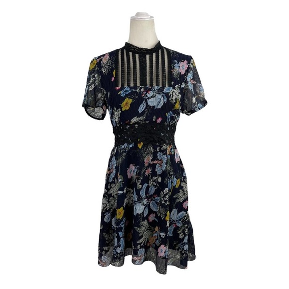 Anthropologie Foxiedox Andora Farfara Floral Lace Mini Dress Sheer Size Small - Picture 6 of 15